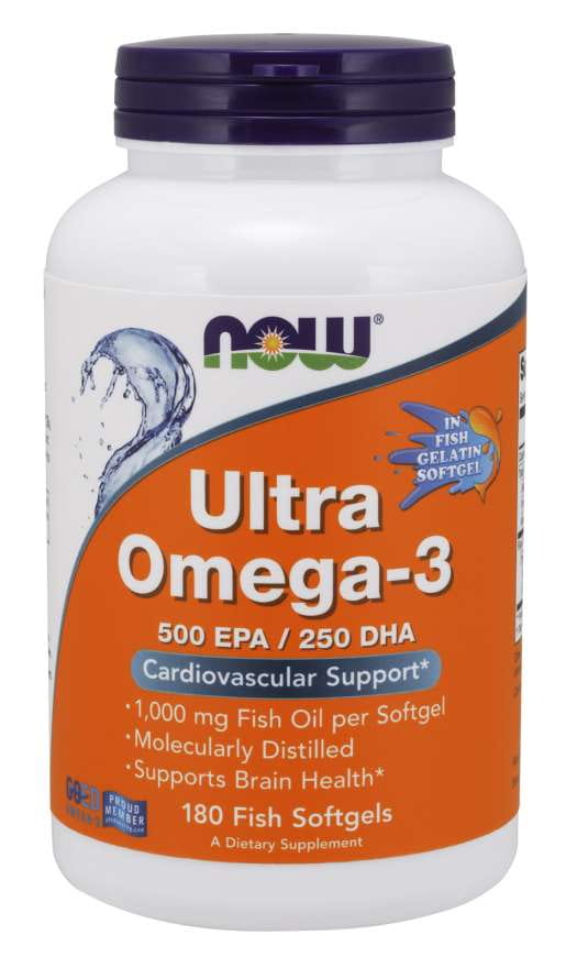 Huile de poisson Ultra OMEGA3 180 gélules NOW FOODS