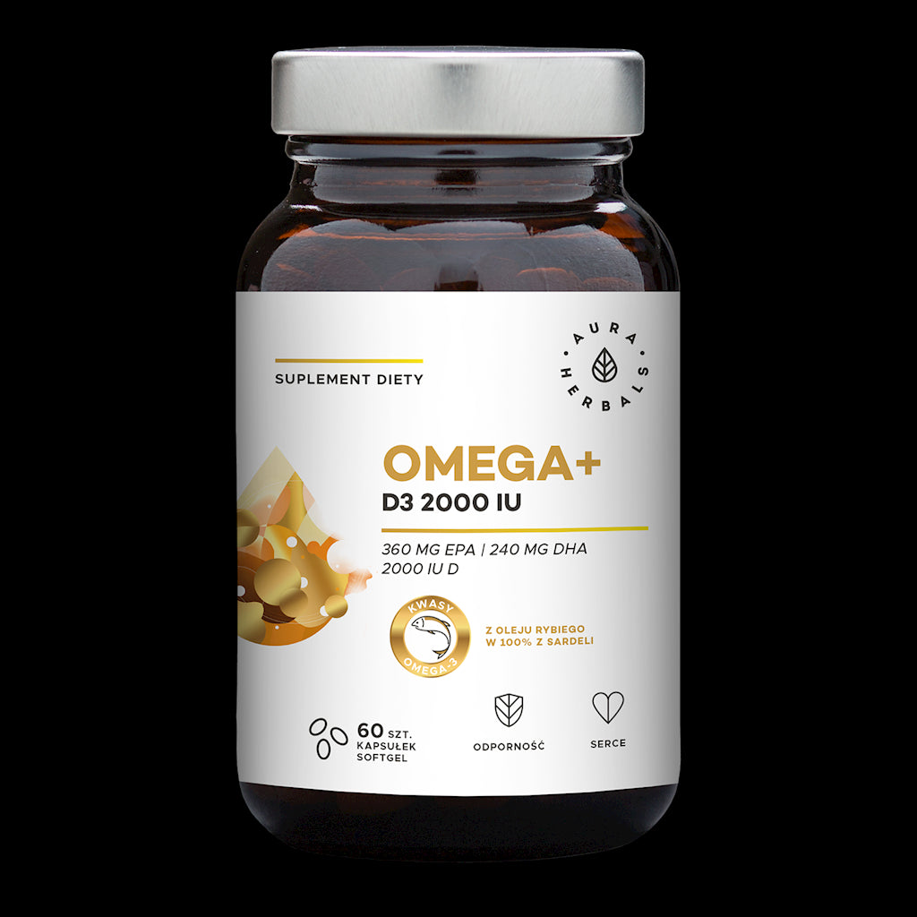 Oméga et vitamine D3 2000 ui / cholécalciférol / 50 mcg 60 gélules AURA HERBALS