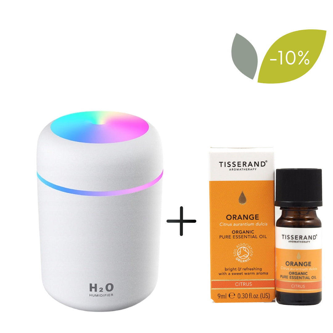 Coffret diffuseur d'huiles essentielles appio coloris blanc + huile bio orange 9 ml TISSERAND