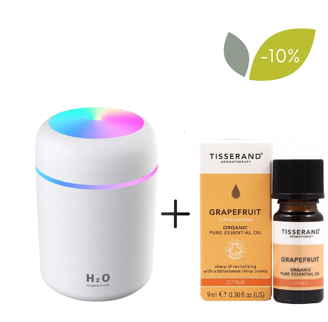 Coffret diffuseur d'huile Appio couleur blanche + huile de pamplemousse pamplemousse bio 9 ml TISSERAND