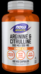 Arginine et citrulline L - arginine + L - citrulline 120 gélules NOW FOODS SPORTS