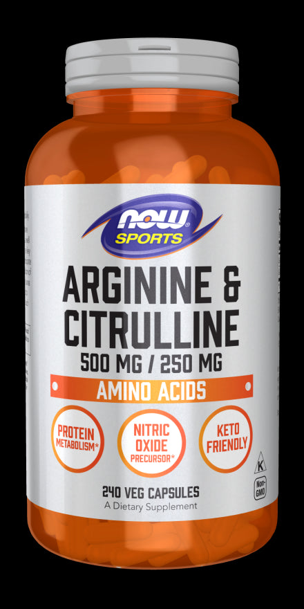 Arginine et citrulline L - arginine + L - citrulline 240 gélules NOW FOODS SPORTS