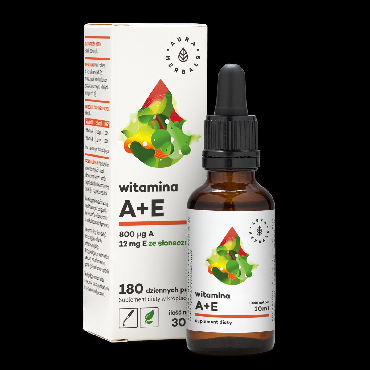 Complément alimentaire Vitamine A et E en gouttes de 30 ml AURA HERBALS