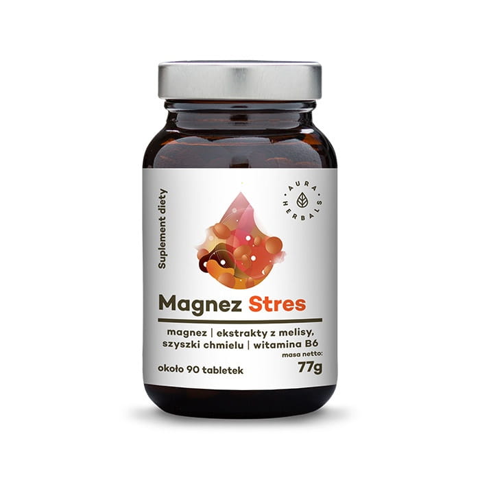 Magnésium stress et mélisse et cônes de houblon et B6 90 comprimés d'AURA HERBALS
