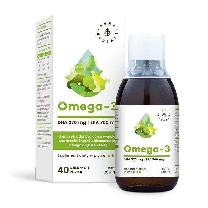 Oméga3 370 DHA et 700 EPA liquide 200 ml AURA HERBALS