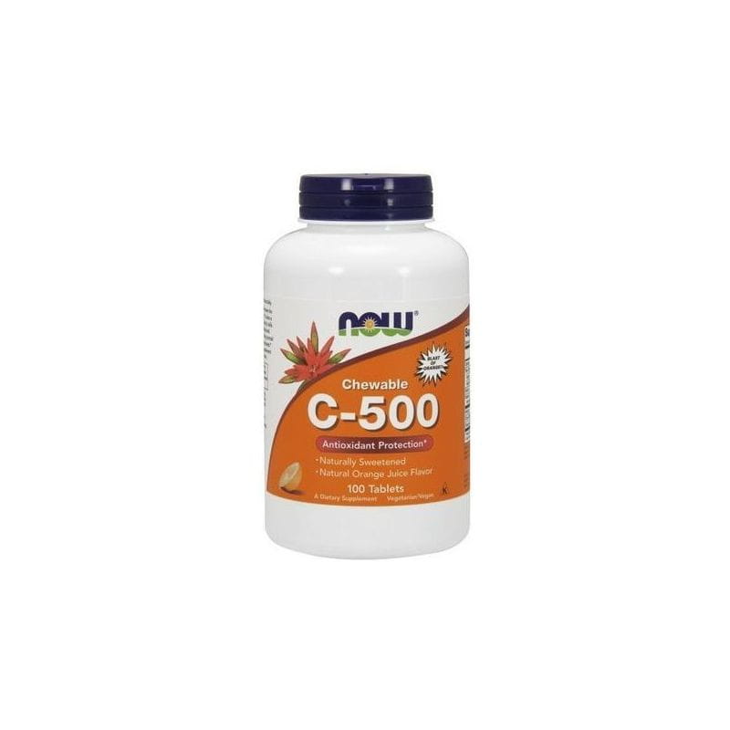Vitamine C 500 MG pastille aromatisée à l'orange 100 comprimés NOW FOODS
