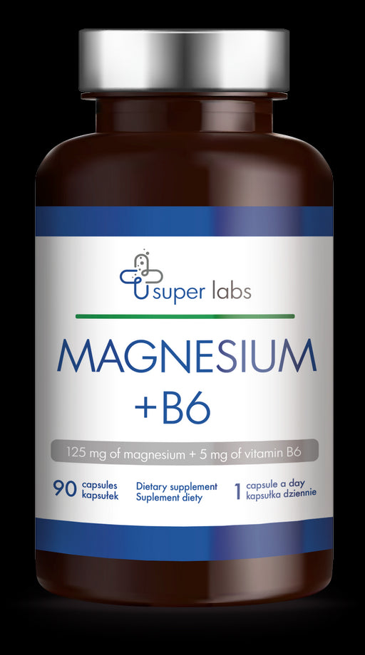 Magnésium 125mg + vitamine B6 5mg 90 gélules SUPER LABS