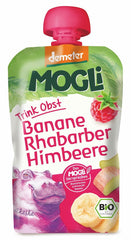 Moothie - purée de banane à la rhubarbe et framboise 100% fruit sans sucre ajouté BIO 100 g - MOGLI