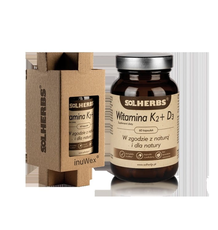 Vitamine K2 + D3 60 gélules (200 mcg + 5 mcg) - SOLHERBS