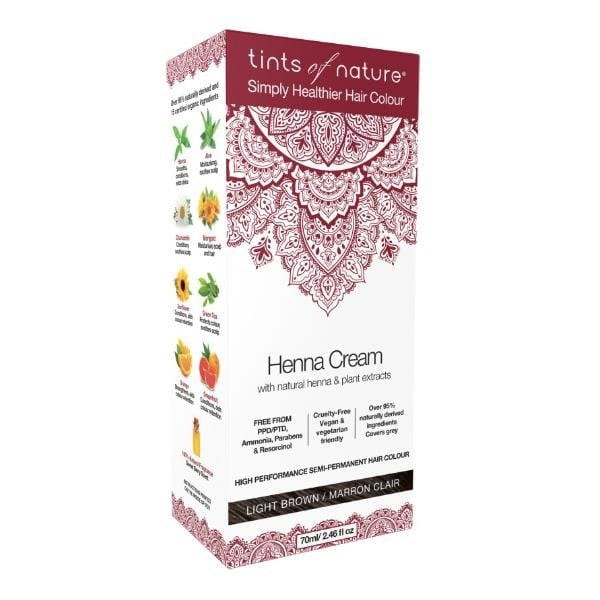 Teinture capillaire semi-permanente en crème au henné - châtain clair TINTS OF NATURE