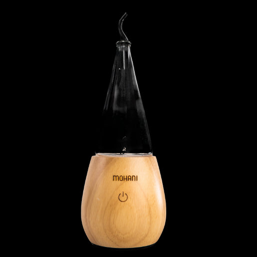 Diffuseur nébuliseur d'huiles essentielles - cône verre bois clair MOHANI