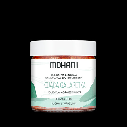 Gelée Mohani avec un nettoyant doux pour le visage et une émulsion démaquillante