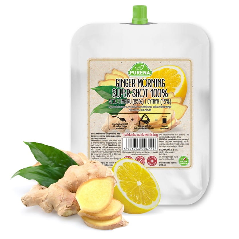 Ginger morning - super shot concentré 100% gingembre et citron 200ml PURENA