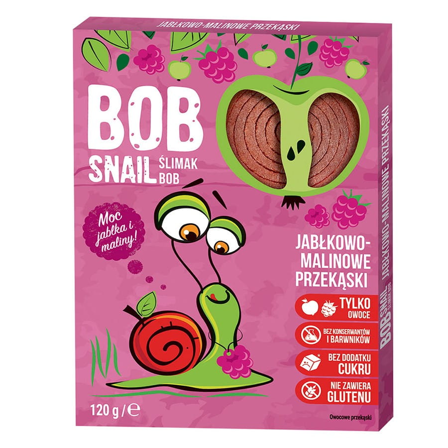 Snack pomme et framboise aux fruits sans sucre ajouté 120g BOB SNAIL