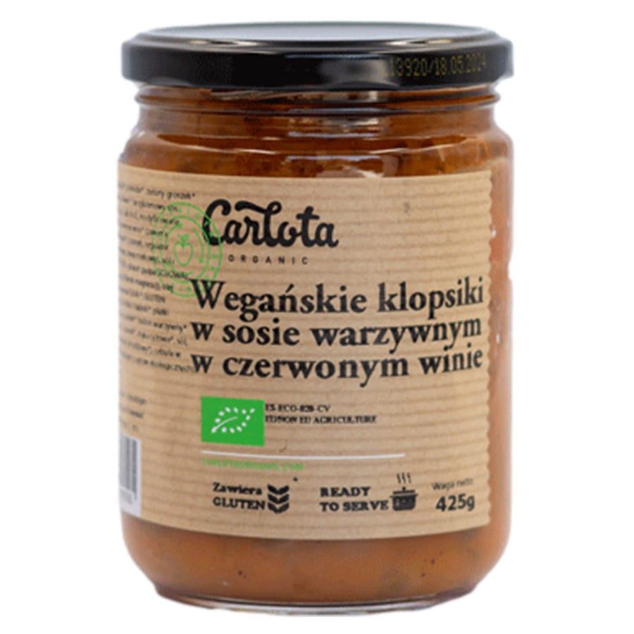 Boulettes Vegan en sauce brassée au vin rouge BIO 425g CARLOTA ORGANIC