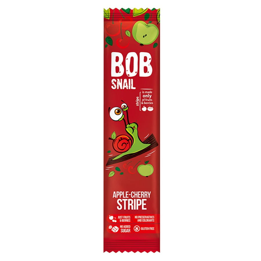 Snack rayé pomme et cerise 14g BOB SNAIL