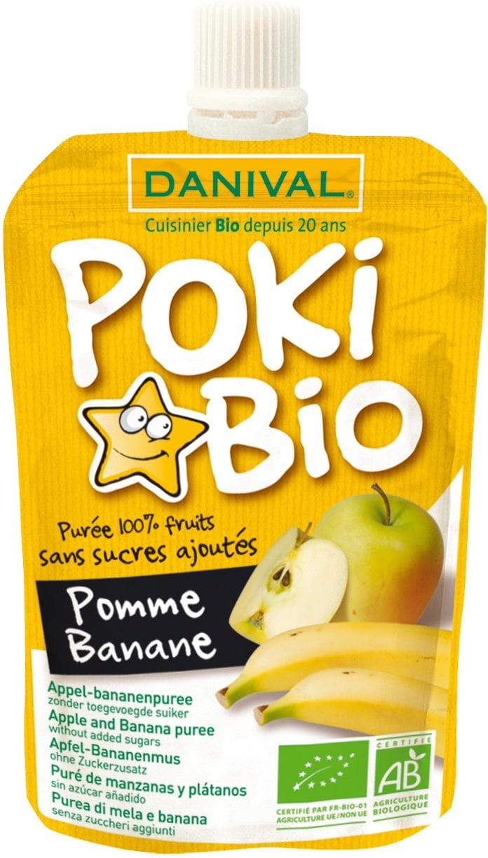 Purée pomme et banane 100% fruits sans sucre ajouté BIO 90 g - DANIVAL