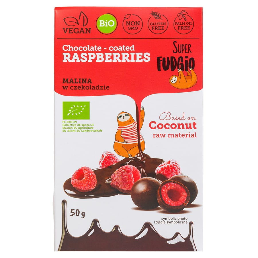 Framboise lyophilisée au chocolat sans gluten BIO 50g SUPER FUDGIO
