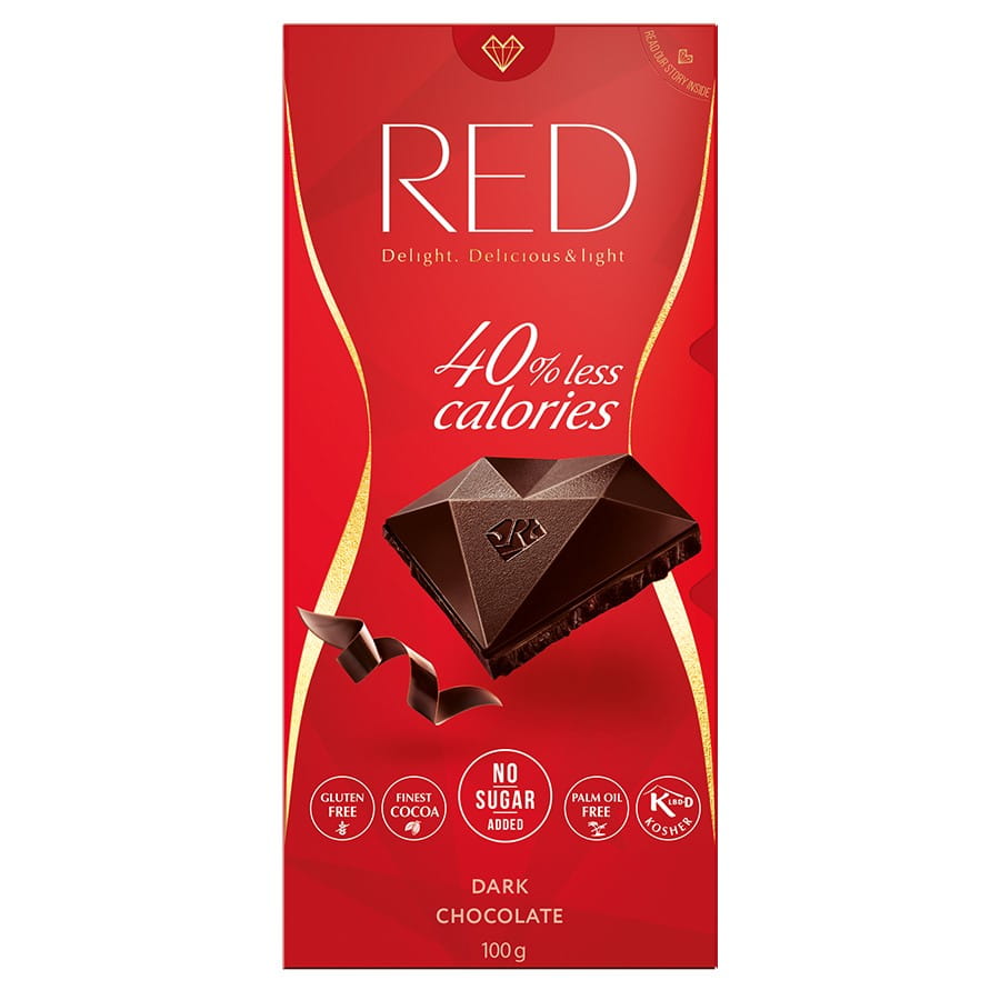 Chocolat noir 40% moins de calories 100g RED DELIGHT