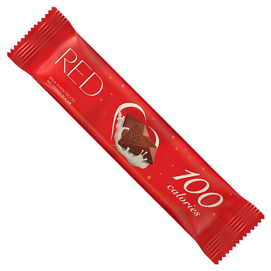 Tablette de chocolat au lait sans sucre ajouté seulement 100 calories 26g RED DELIGHT