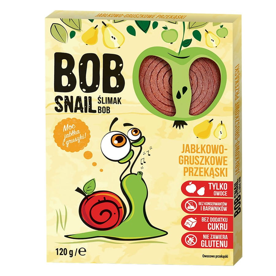 Snack pomme et poire aux fruits sans sucre ajouté 120g BOB SNAIL
