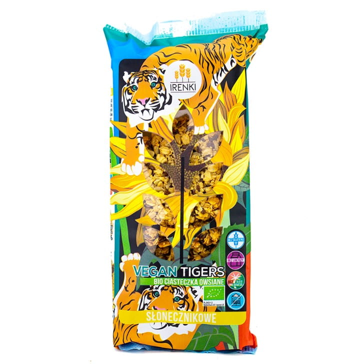 Biscuits à l'avoine tigres végétaliens - végétalien aux graines de tournesol BIO 120g IRENA