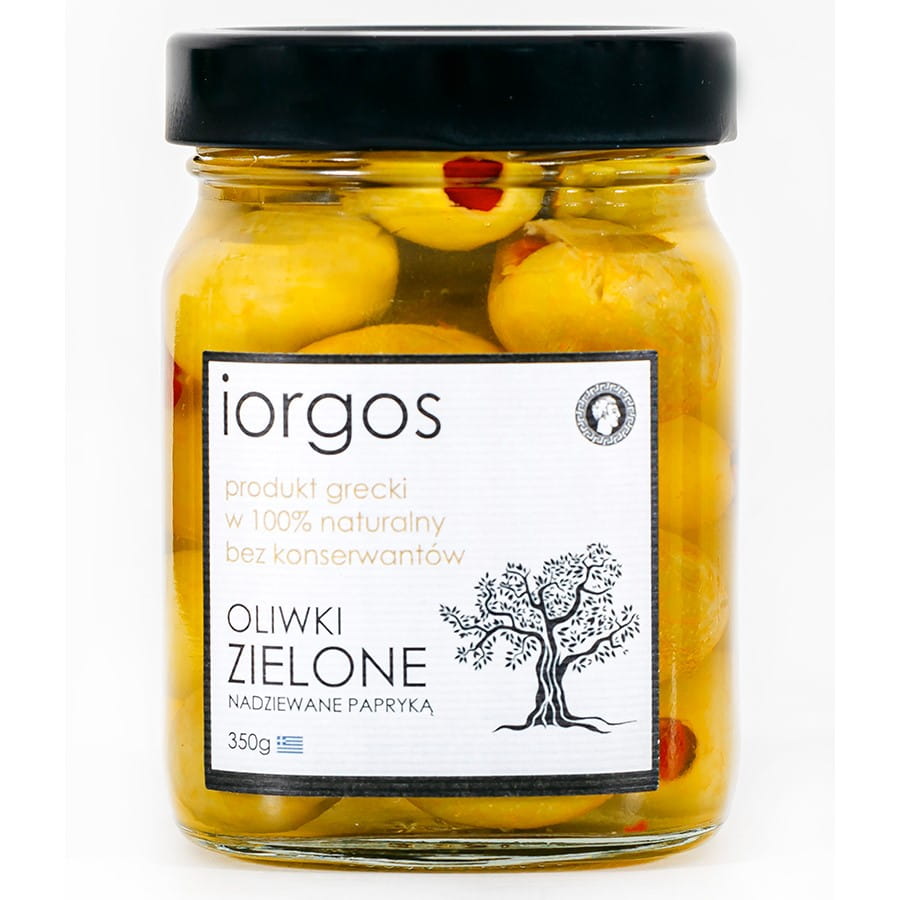 Olives vertes premium - aux poivrons 350g IORGOS