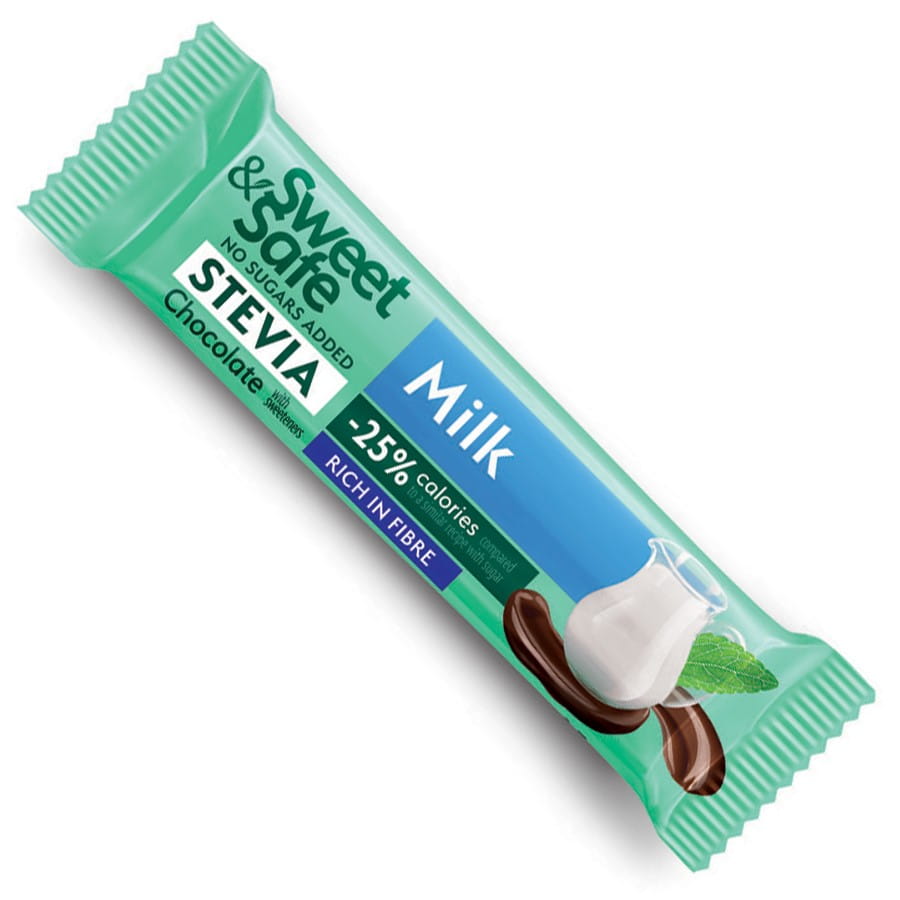 Tablette de chocolat au lait sucrée à la stévia 25g SWEET & SAFE