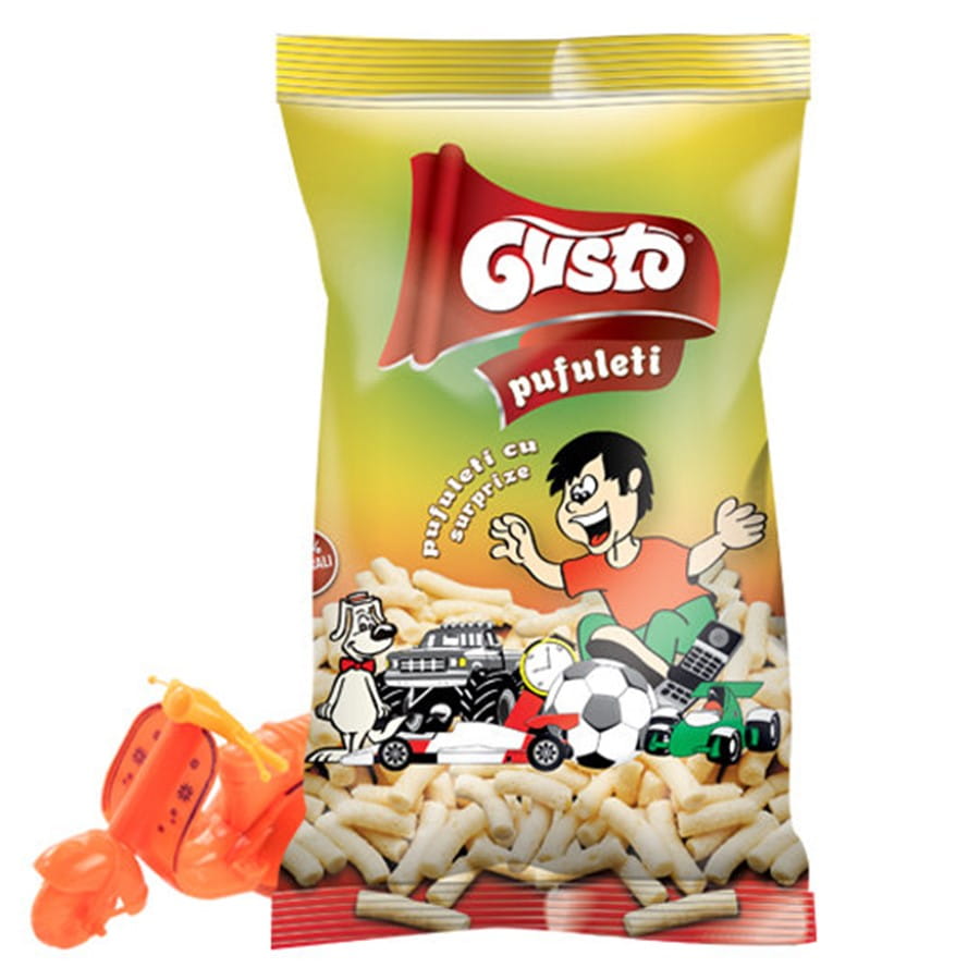 Chips de maïs naturel avec une surprise 60g GUSTO PUFULETI