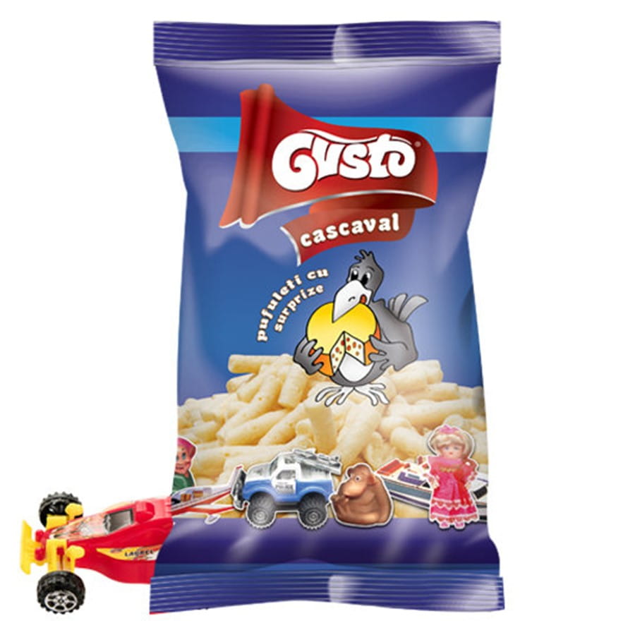 Chips de maïs au fromage avec une surprise 30g GUSTO PUFULETI