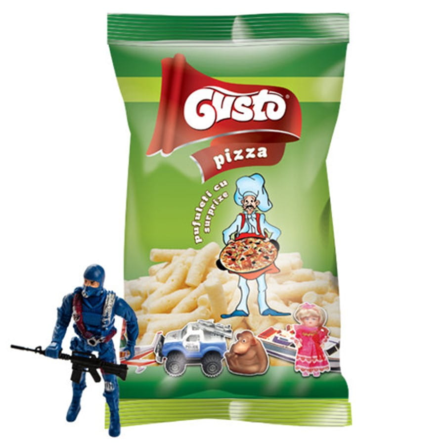 Chips de maïs saveur pizza avec une surprise 30g GUSTO PUFULETI
