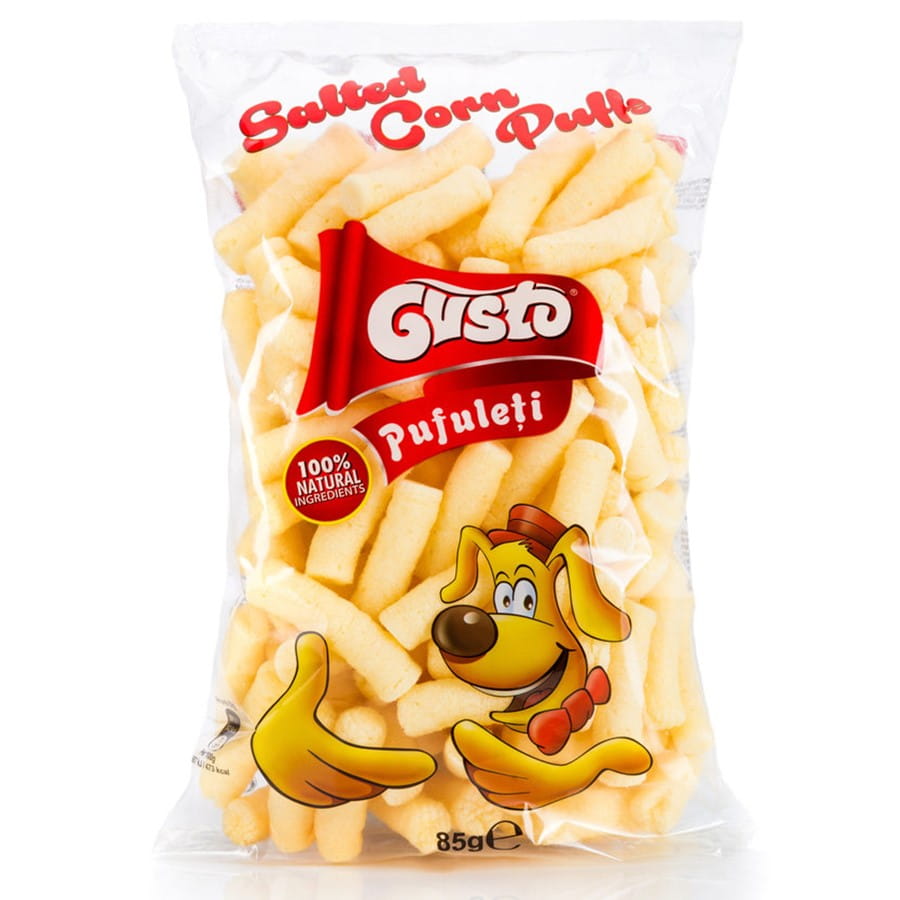 Chips de maïs, naturel, légèrement salé GUSTO PUFULETI 85g
