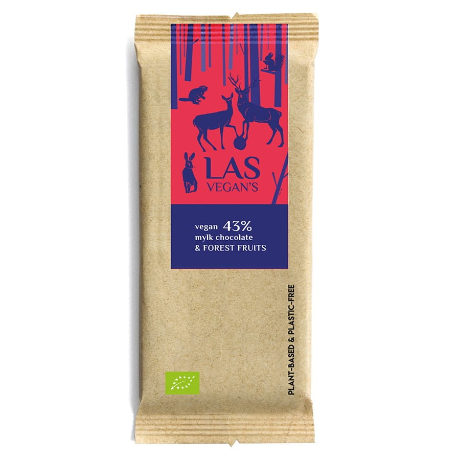 Chocolat végétalien aux fruits des bois 43% 50g LAS VEGANS