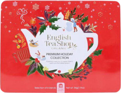 Une collection de thés de Noël en boîte métal rouge 6 saveurs BIO - 36 sachets ENGLISH TEA SHOP