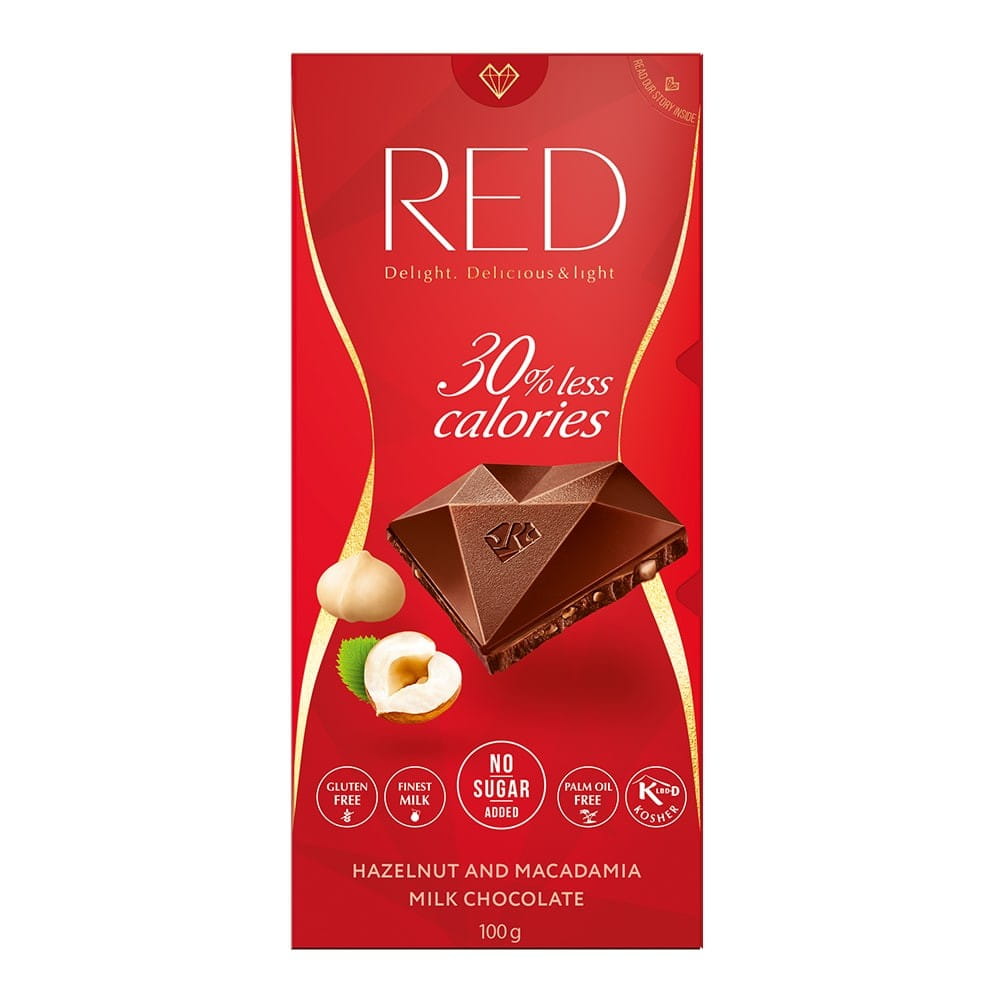 Chocolat au lait rouge sans sucre aux noix 100 g