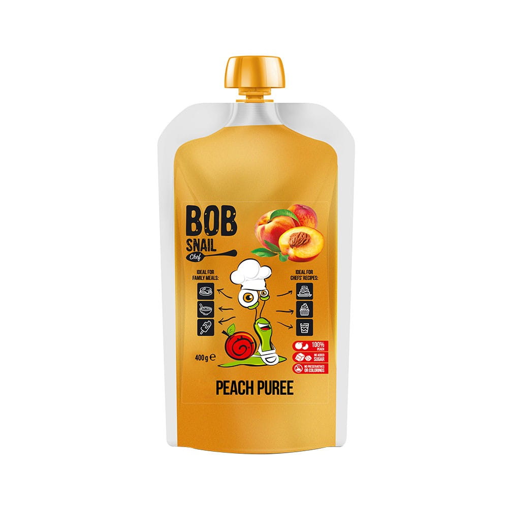 Purée de pêche 100% fruit 400 ml BOB ESCARGOTS