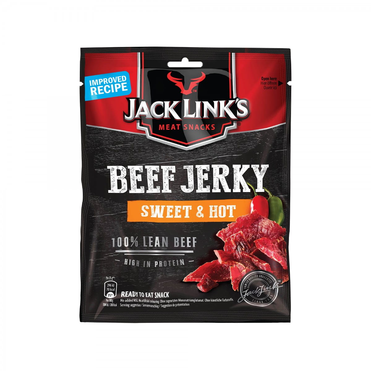 Morceaux de bœuf : séchés et fumés. sucré & piquant 70 g