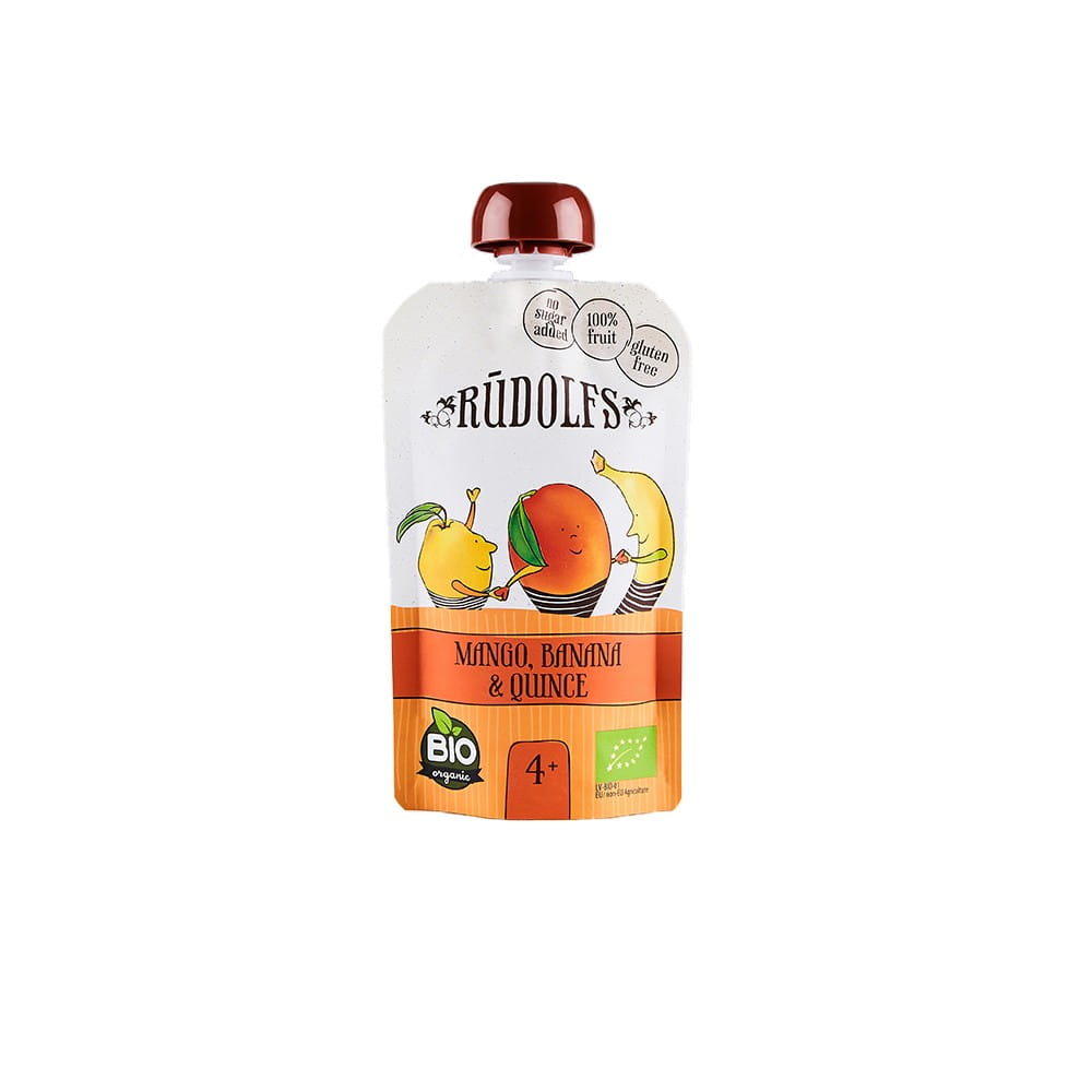 Mousse de fruits à la mangue, banane et coing BIO 110 g