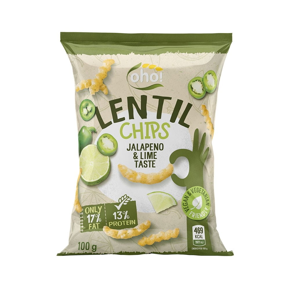 Chips de lentilles rouges, saveur jalapeno et citron vert 100g