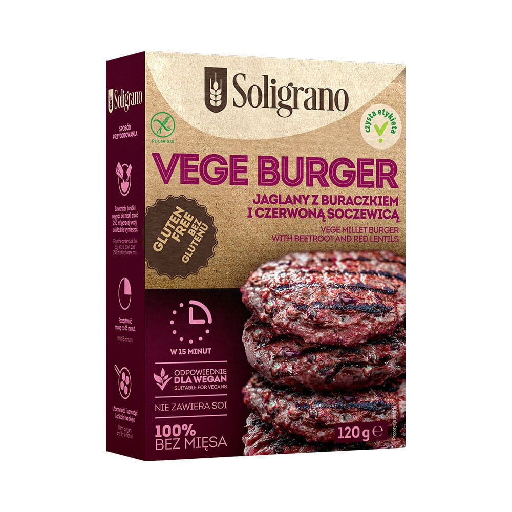 Burger végé millet à la betterave et lentilles rouges 140 g - SOLIGRANO