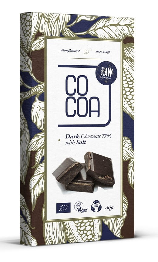 Chocolat noir 75% au sel BIO 50 g CACAO