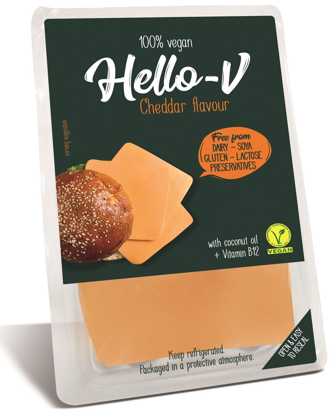 Une alternative végétale aux tranches de fromage cheddar 140 g HELLO - V