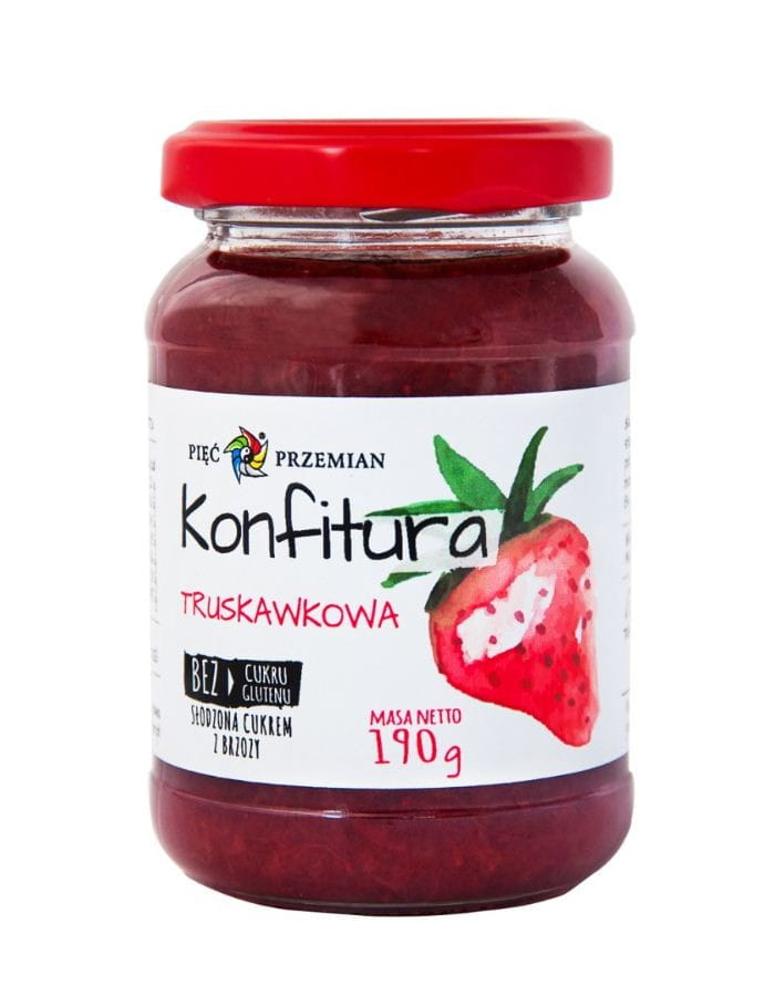 Confiture de fraises sucrée au xylitol 190g CINQ CHANGEMENTS