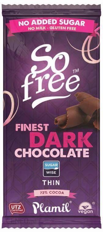 Chocolat au xylitol 0% de sucre amer so free meilleur chocolat noir 72% CACAO 80g PLAMIL