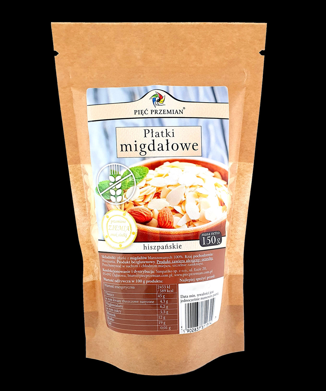 Flocons d'amandes sans gluten 150g CINQ CHANGEMENTS