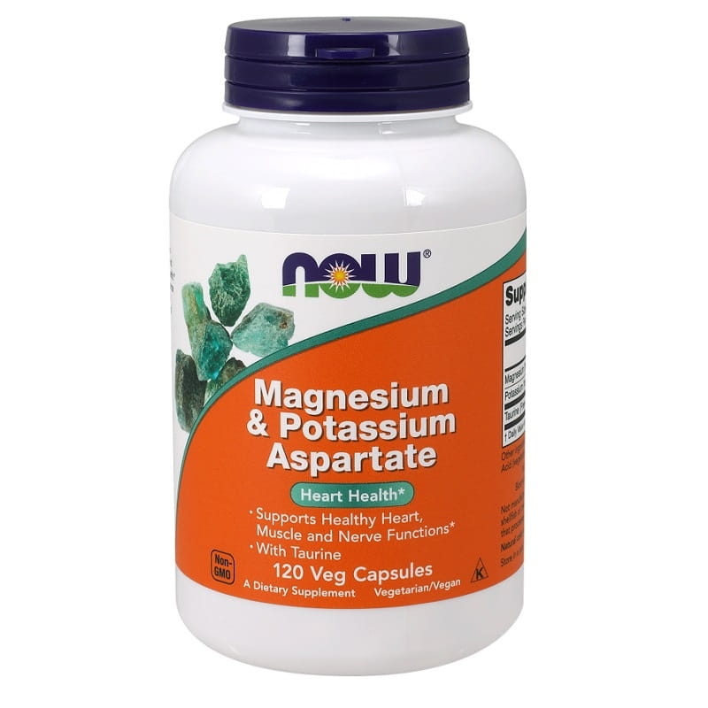 Aspartate de magnésium et de potassium avec taurine 120vcaps. MAINTENANT ALIMENTS