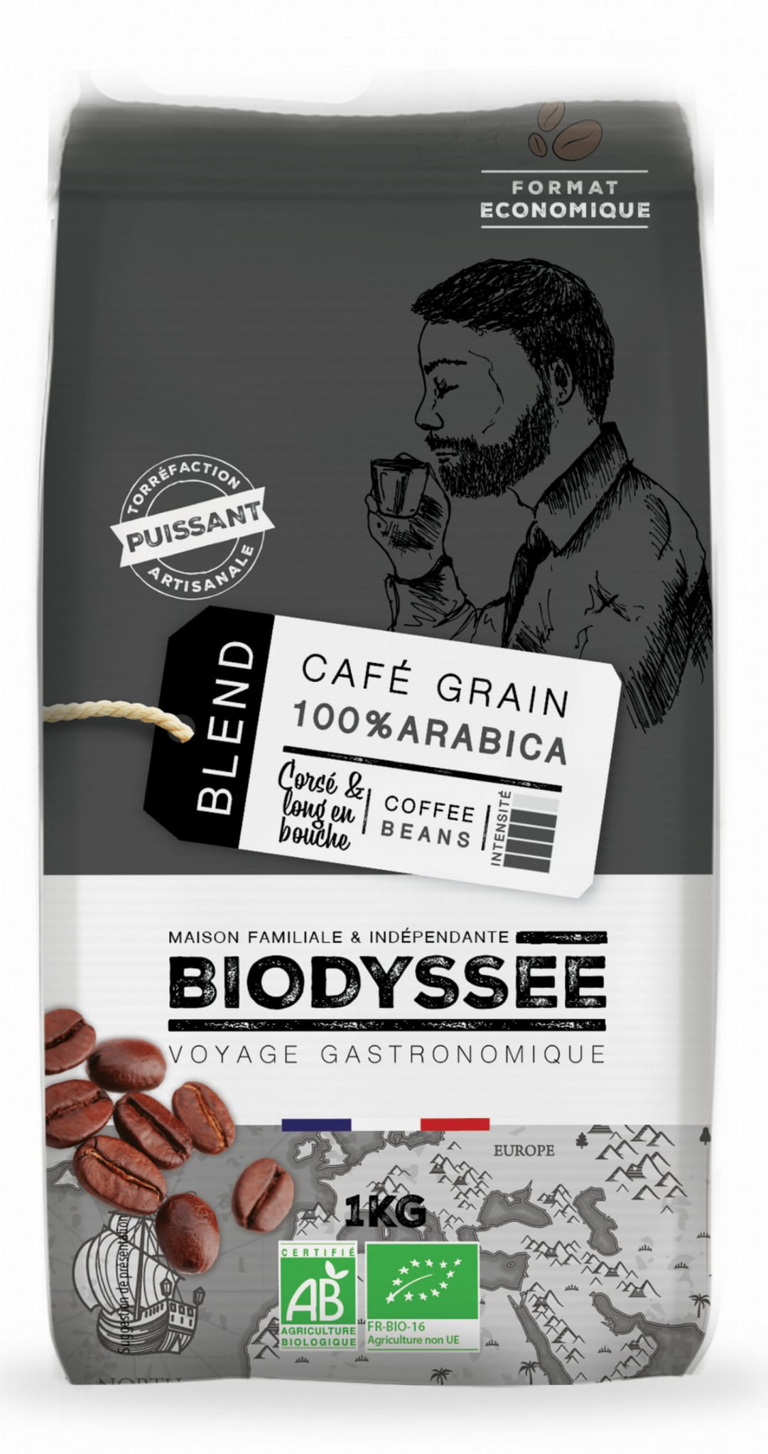 Café corsé 100% Arabica 1kg ECO BIODYSSEE