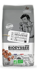 Café 100% Arabica doux en grains décaféiné 1 kg ECO BIODYSSEE