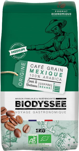 Café 100% arabica mexico grains 1 kg ECO BIODYSSEE