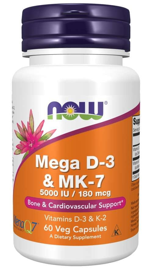 Mega D - 3 & K - 2 mk - 7 60 vcaps. (5000 ui / 180 mcg) NOW FOODS